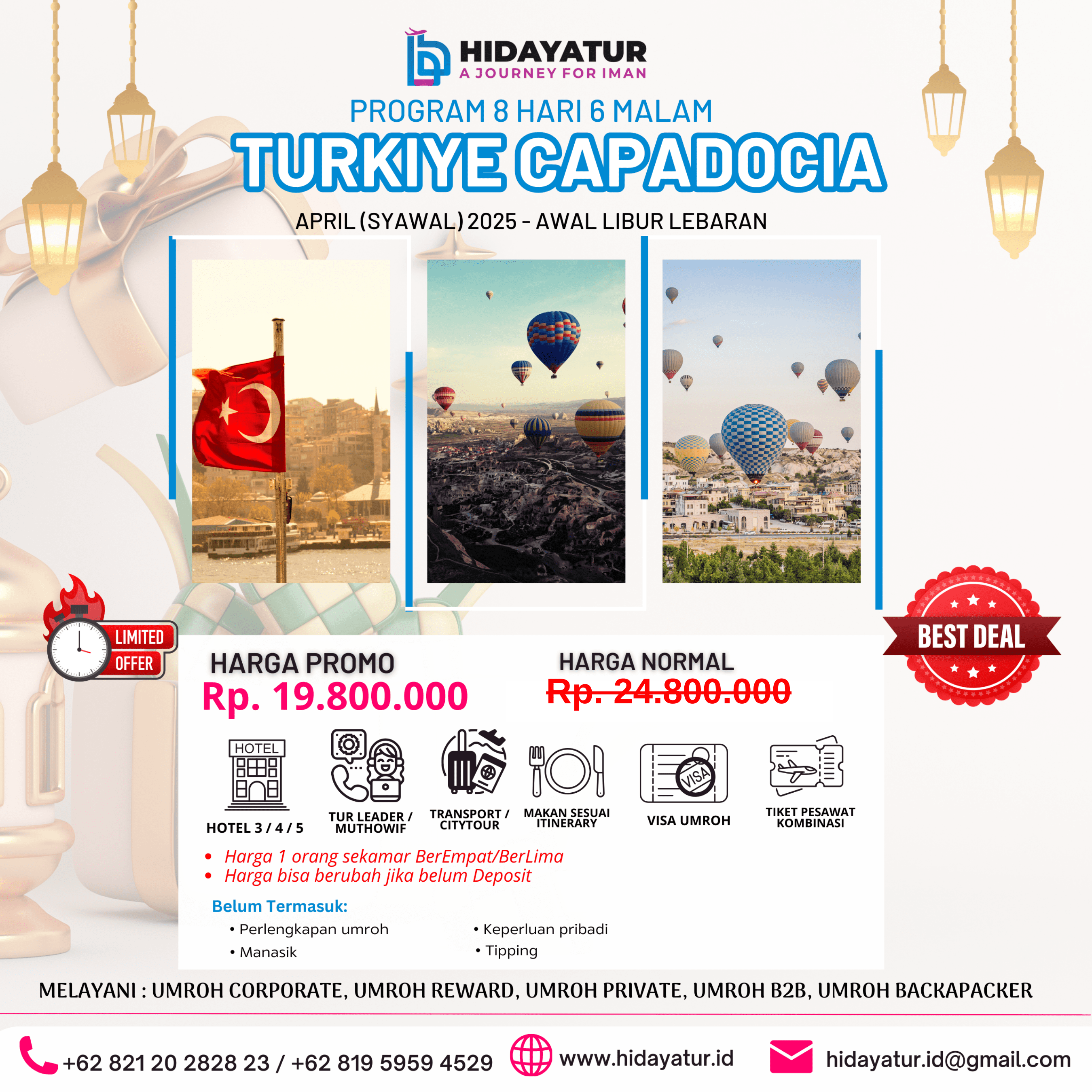 TOUR TURKI CAPPADOCIA 8 HARI 6 MALAM (APRIL (SYAWAL) 2025 - AWAL LIBUR LEBARAN) - HIDAYATUR